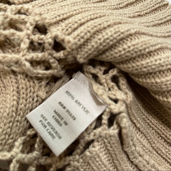 Open Knit Crochet Beige Boho Sweater Boho Festival Y2K Vibe Top Large - Picture 3 of 5